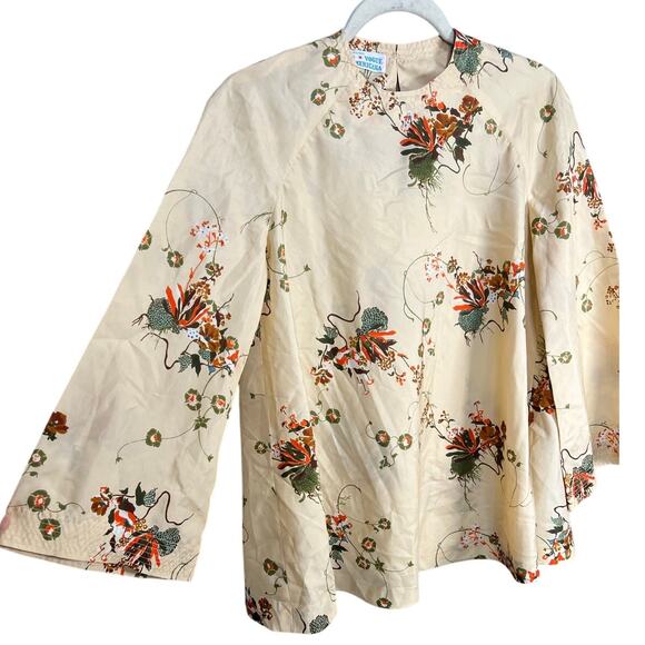 RARE Vintage 70s Vogue Americana Blouse Handmade Floral Boho Cottagecore Size L